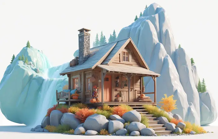 Old-Fashioned Cottage 3D Graphic Illustration